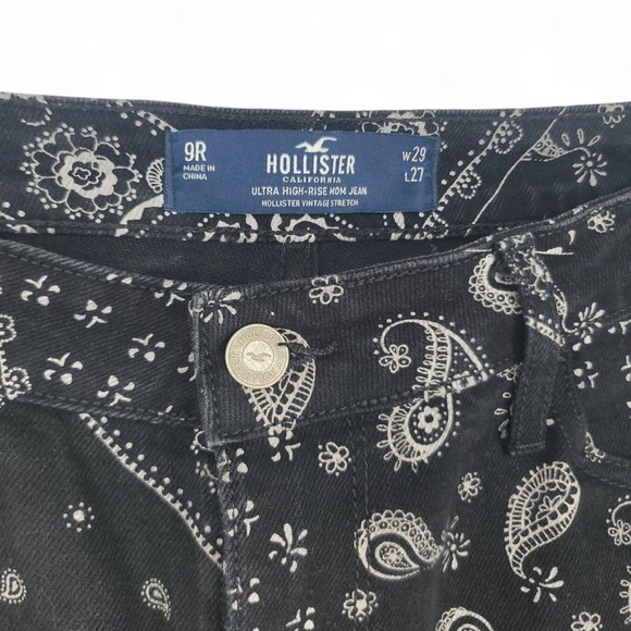 Hollister Bandana Print Ultra High Rise Mom Jeans Size 9 W29 L27 Y2K Indie 90s - Picture 4 of 7